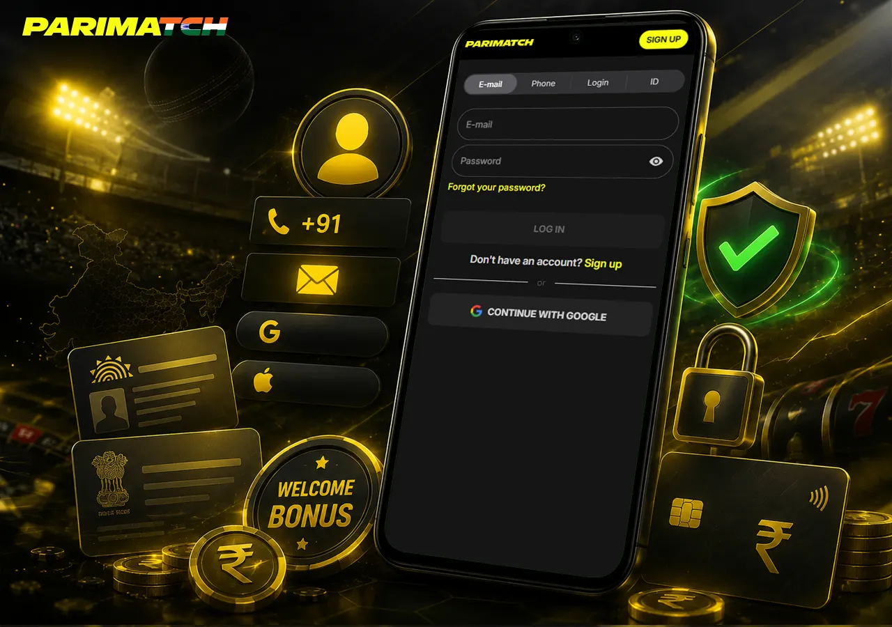 Parimatch registration and KYC flow with profile, documents and secure access