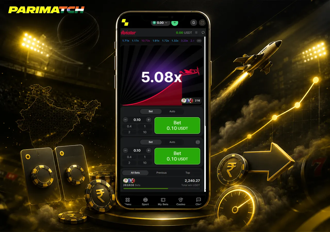 Game mechanics on smartphone with plane takeoff, dual stakes and a clear cashout moment