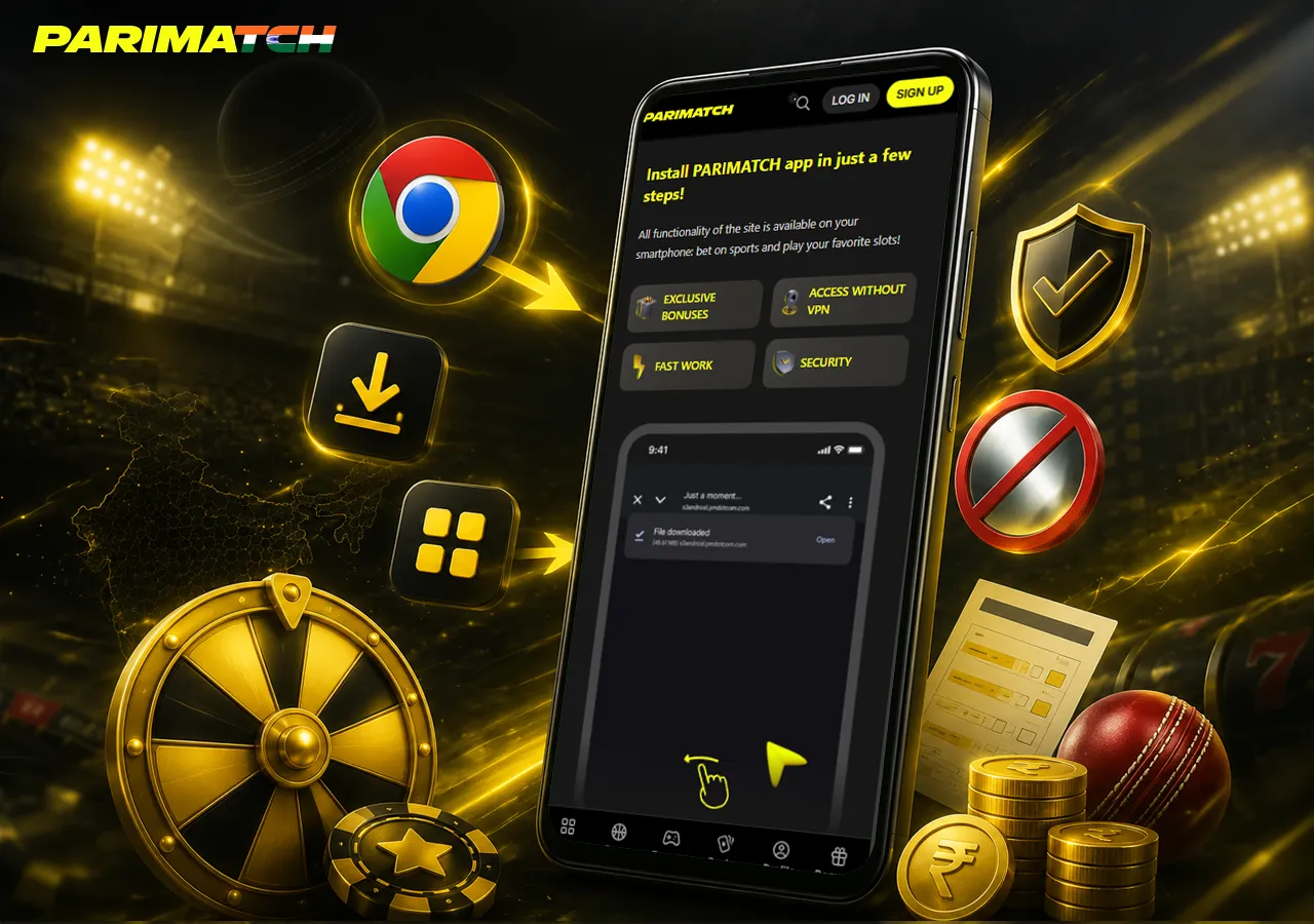 Android installation concept with phone shortcut, safety cues and fast launch experience