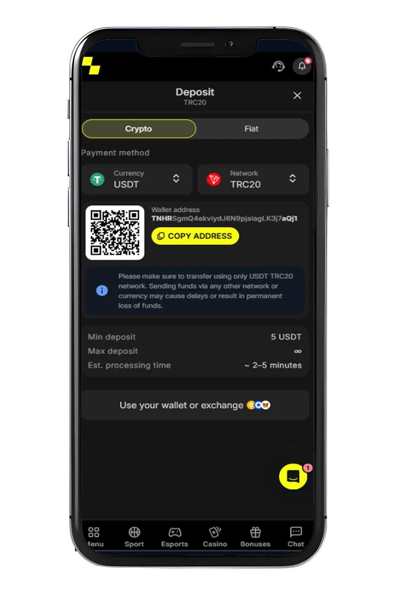 Screenshot of the mobile app interface