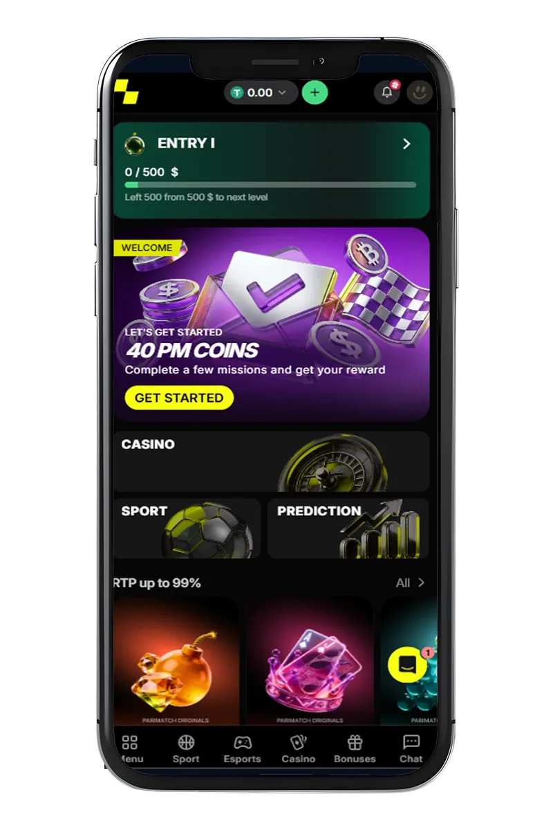 Screenshot of the mobile app interface